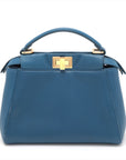 Fendi Mini Peek-a-boo Leather 2 Way Handbag Blue 8BN244 -