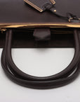 Fendi Dark Brown Two Tone Vitello Toujour Leather 2 Way Handbag 8BH250 