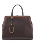 Fendi Dark Brown Two Tone Vitello Toujour Leather 2 Way Handbag 8BH250 