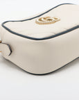 Gucci GG Marmont Small Diagonal Leather Chain Crossbody Bag White 