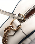 Gucci GG Marmont Small Diagonal Leather Chain Crossbody Bag White 