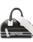 Christian Dior Dior Vibe Zip Bowling Bag Black/White Leather 2 Way  