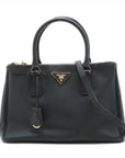 Prada Saffiano Galleria 2 Way Medium Handbag Black