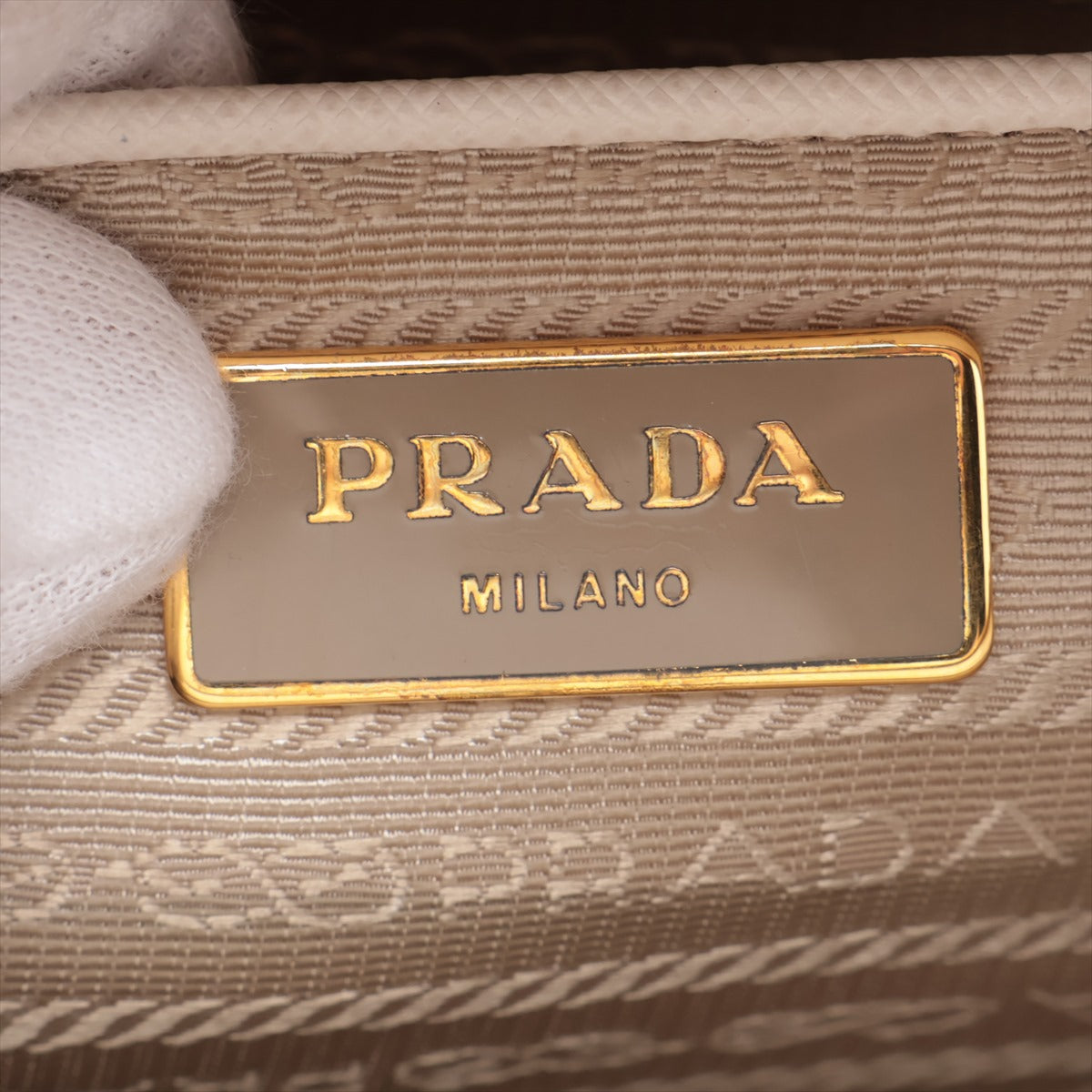 Prada Saffiano Lux Leather Hand bag Ivory