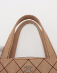 Chanel Wild Stitch Leather Tote Bag Beige Gold Fittings