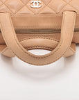 Chanel Wild Stitch Lambskin Top Handle Bowler Bag Beige Gold Metal Fittings 7 Series  