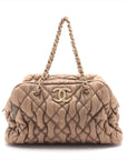 Chanel Bubble Quilt Lambskin Chain Shoulder Bag Beige Gold Metal Fittings 12 Series  