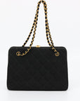 Chanel Black Quilted Cotton Kisslock Bag