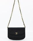 Chanel Black Quilted Satin Chain Shoulder Bag