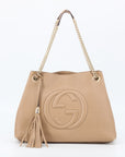 Gucci Camel Soho Pebbled Leather Chain Bag