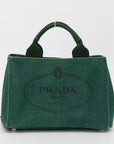 Prada Emerald Green Canvas Canapa Logo Tote