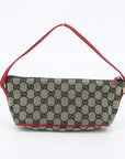 Gucci GG Canvas Boat Pochette w/ Red Trim