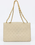 Chanel Beige Quilted Lambskin Matelasse Half Flap Bag