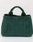 Prada Emerald Green Canvas Canapa Logo Tote