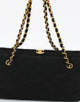 Chanel Black Quilted Cotton Kisslock Bag