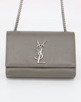 YSL Grey Monogram Leather Kate Bag