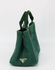 Prada Emerald Green Canvas Canapa Logo Tote