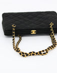 Chanel Black Quilted Cotton Kisslock Bag