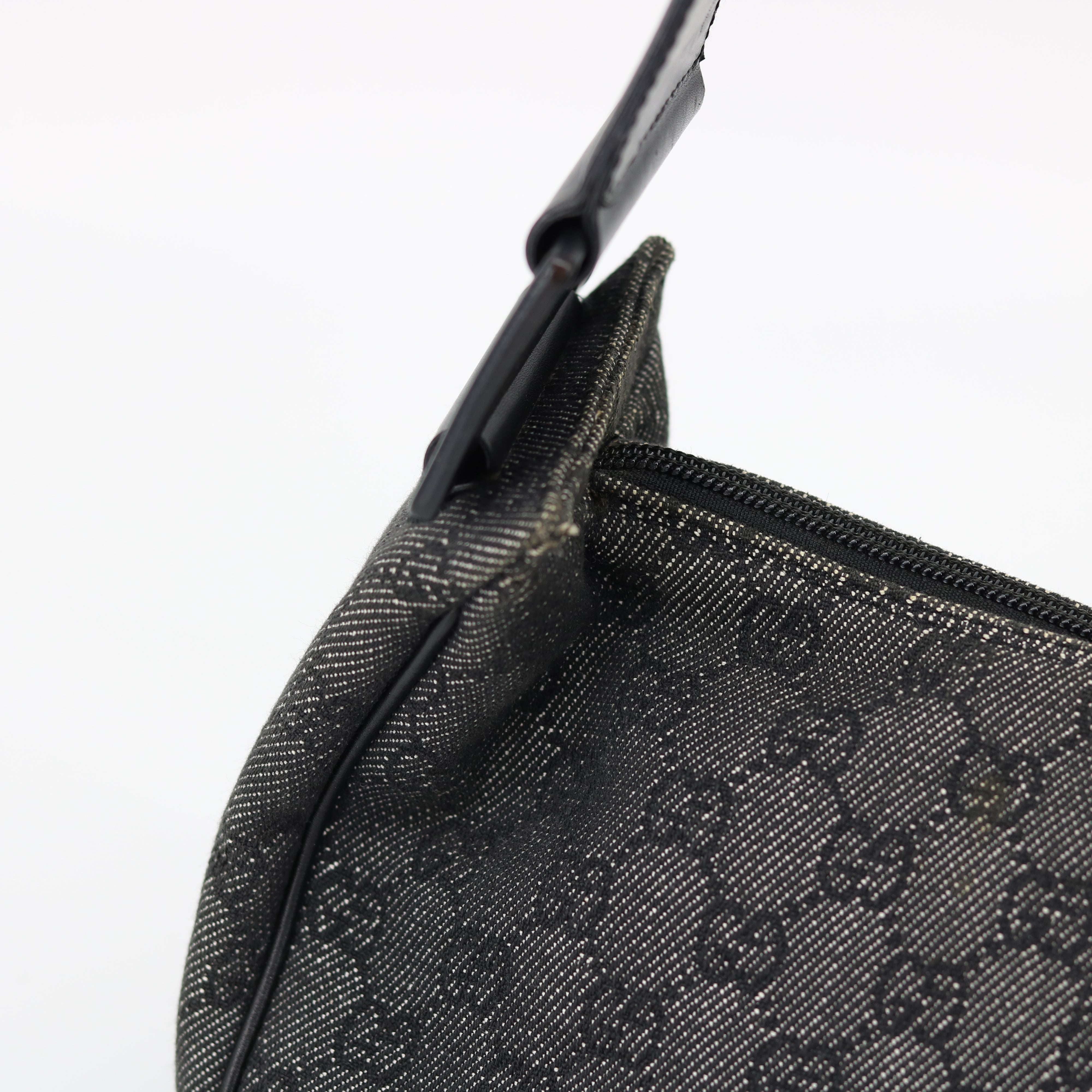 Gucci Black GG Canvas Pochette Wide Shoulder