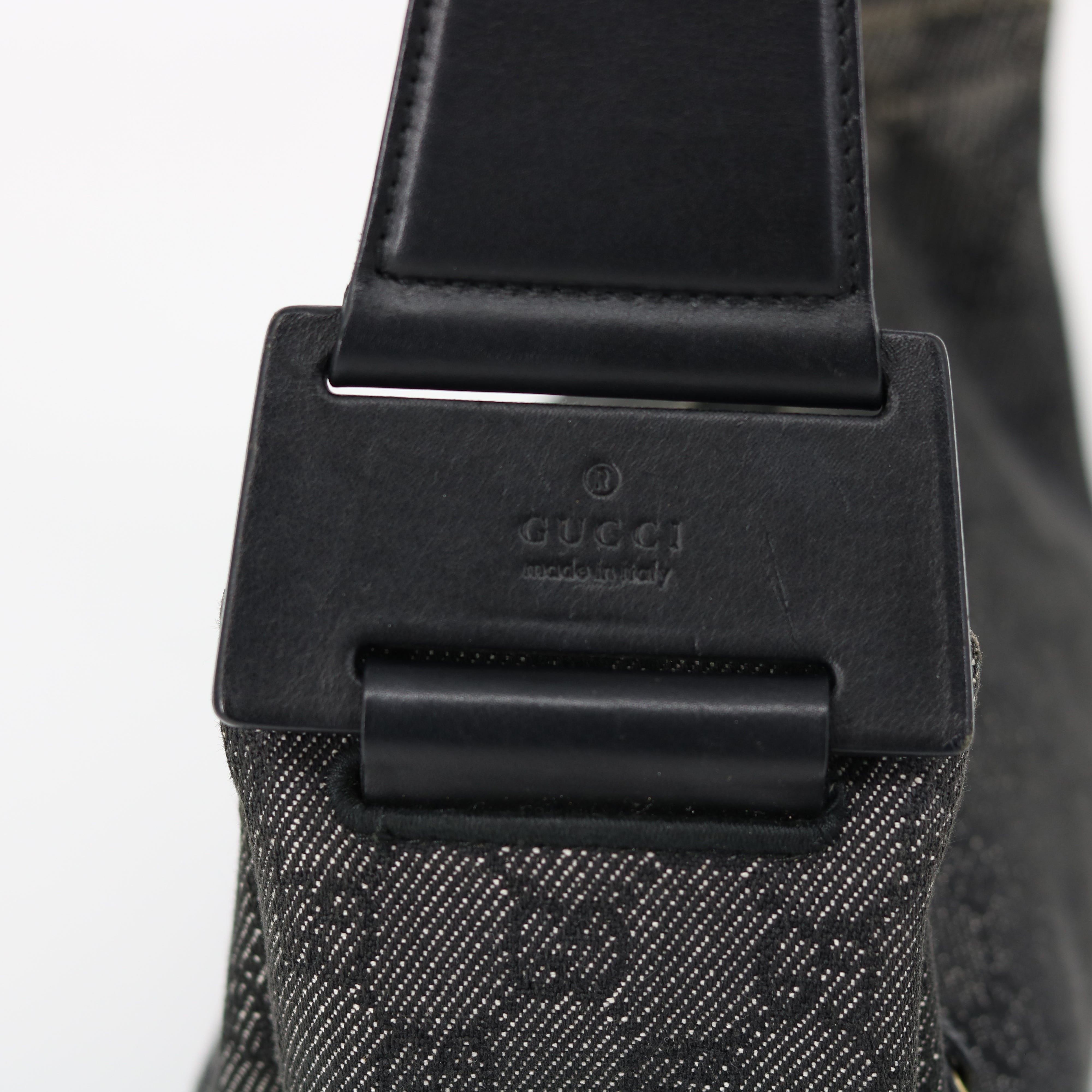 Gucci Black GG Canvas Pochette Wide Shoulder