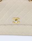 Chanel Beige Quilted Lambskin Matelasse Half Flap Bag