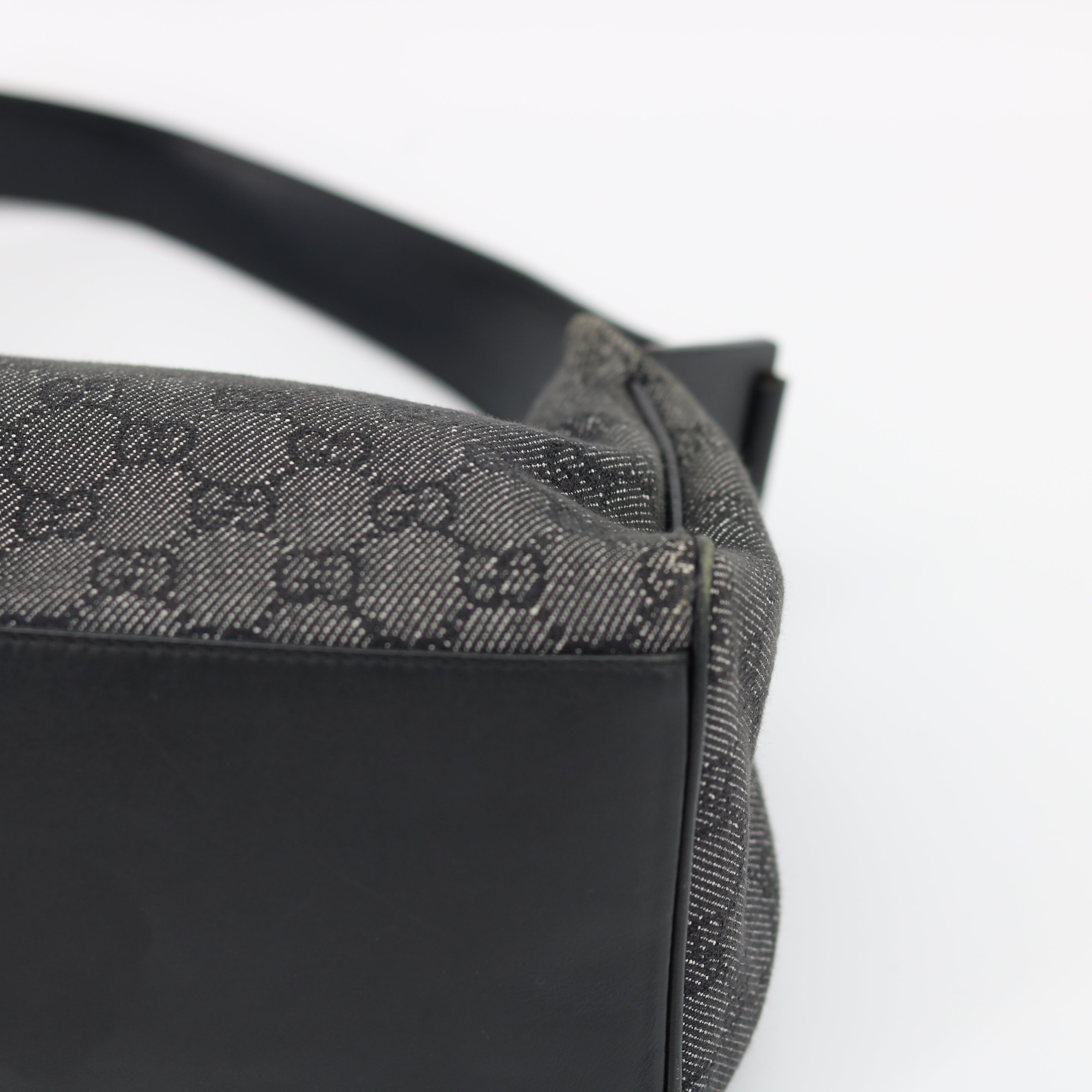 Gucci Black GG Canvas Pochette Wide Shoulder