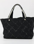 Chanel Black Nylon Quilted Old Travel Line Tote Bag