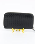 Bottega Black Intrecciato Weave Wallet