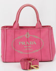 Prada Pink Canvas Canapa Logo 2 Way Tote