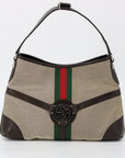 Gucci GG Canvas Brown Hobo Ophidia Leather Shoulder Bag