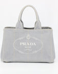 Prada Grey Canvas Canapa Logo Tote