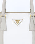 Prada Grey/White Saffiano Promenade Satchel Bag