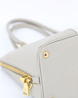 Prada Grey/White Saffiano Promenade Satchel Bag