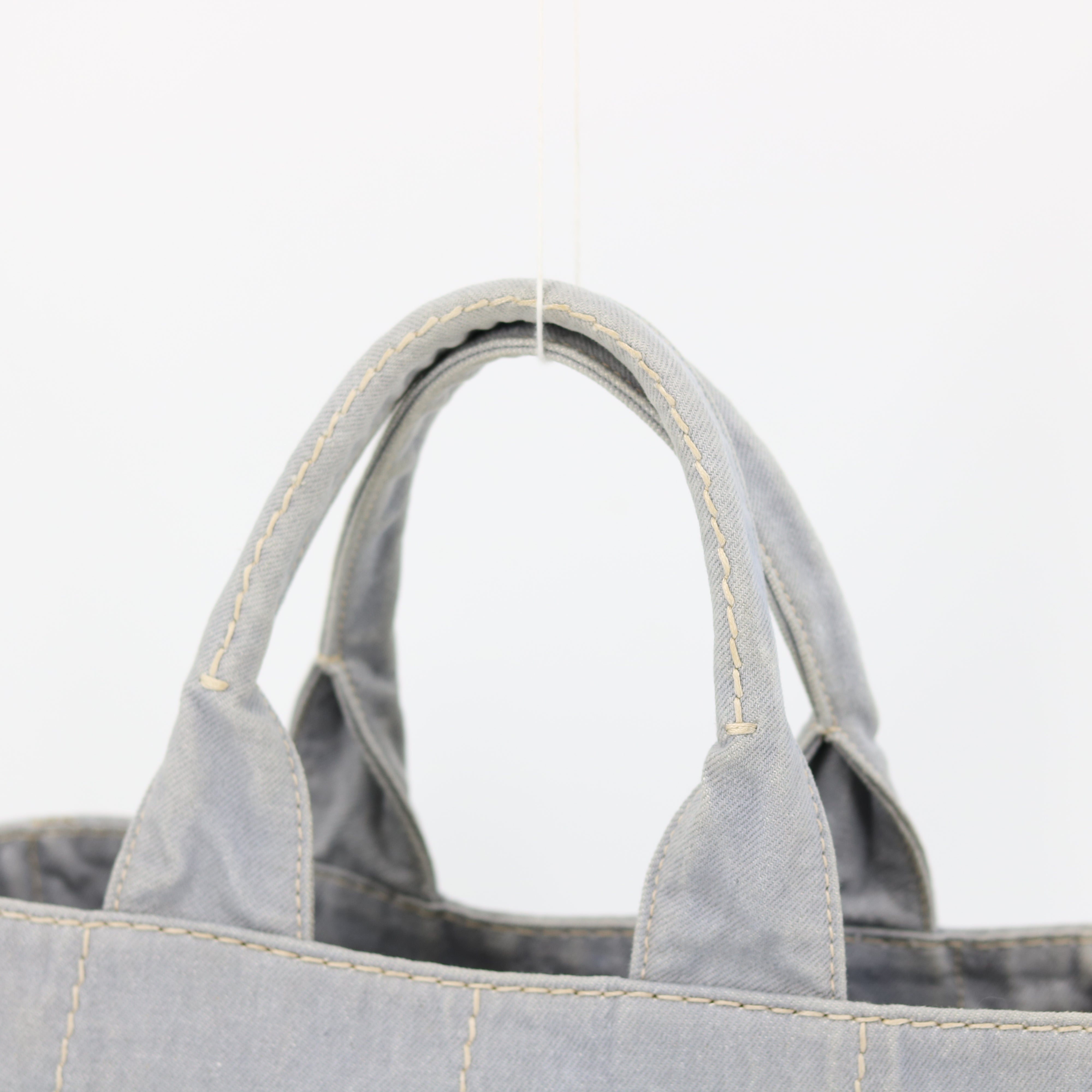 Prada Grey Canvas Canapa Logo Tote