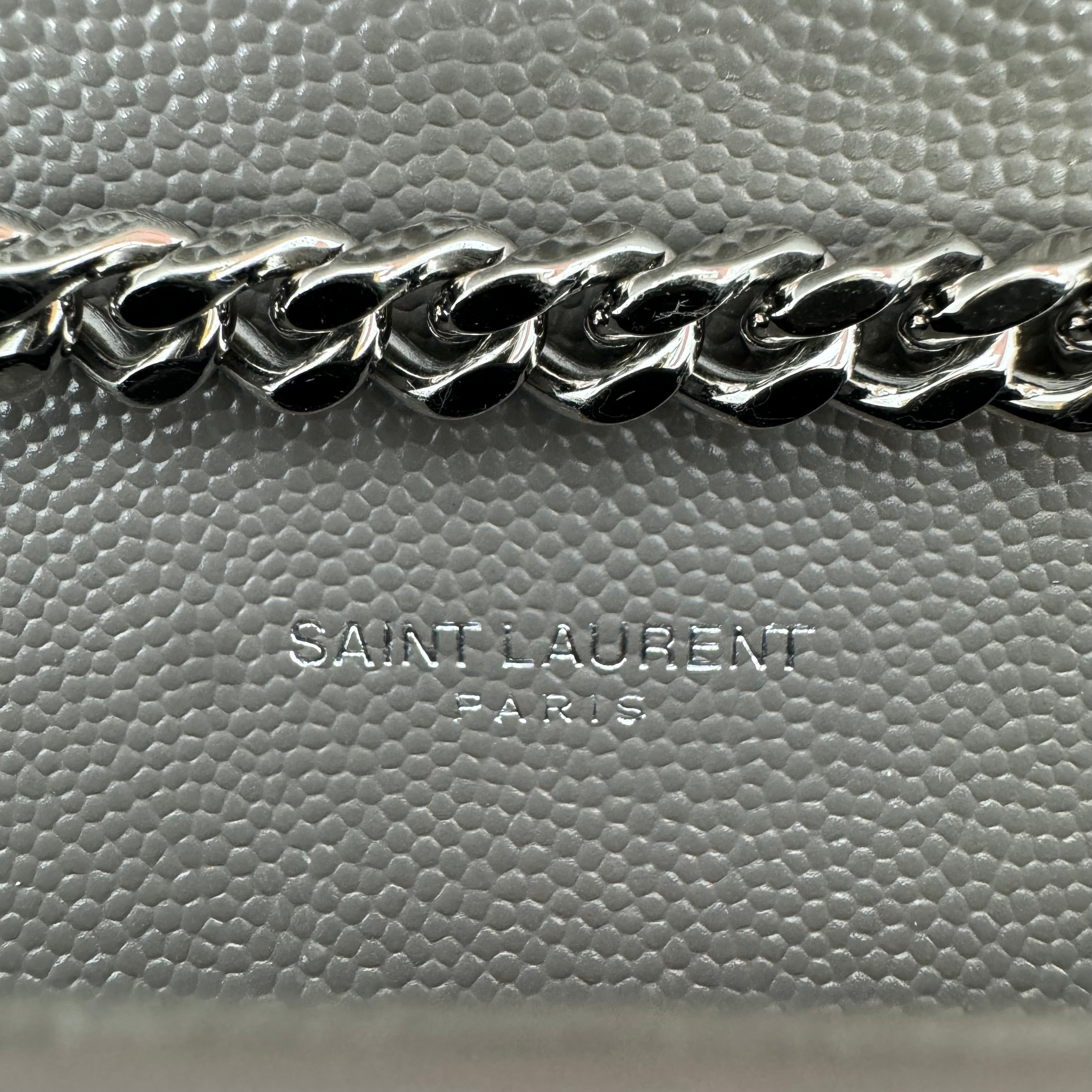 YSL Grey Monogram Leather Kate Bag