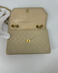 Chanel Beige Quilted Lambskin Matelasse Half Flap Bag