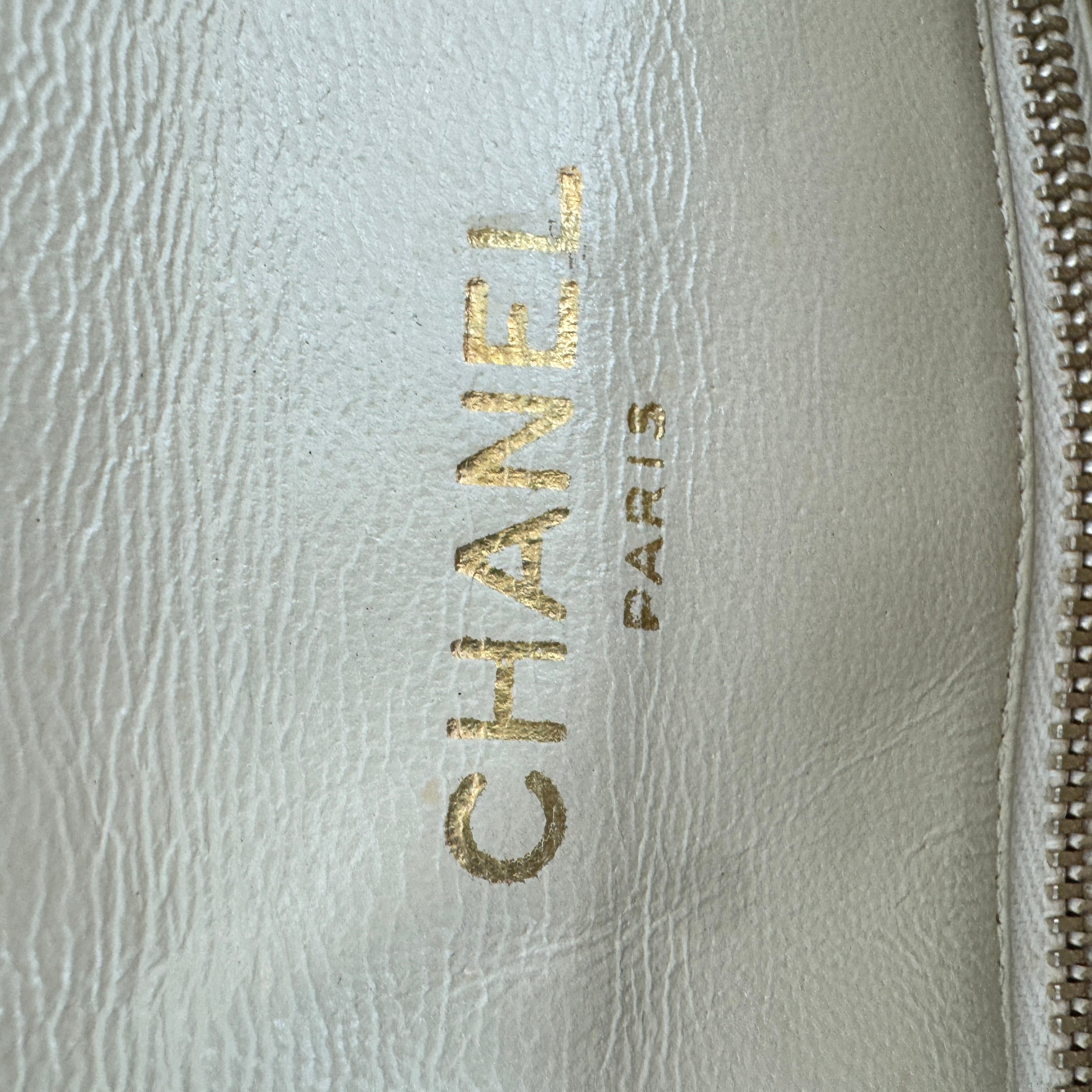 Chanel Beige Quilted Lambskin Matelasse Half Flap Bag