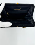 Chanel Black Quilted Cotton Kisslock Bag