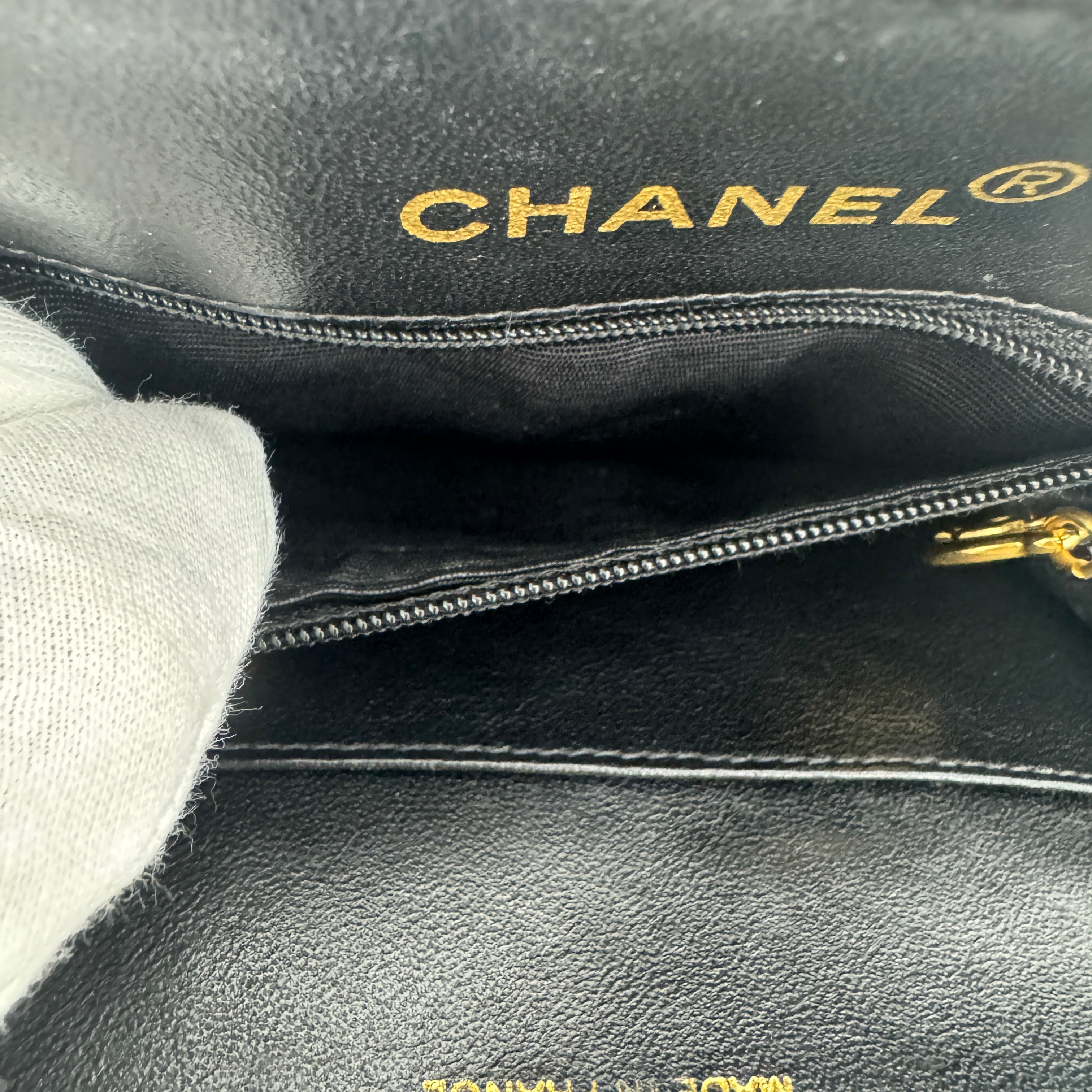 Chanel Black Quilted Cotton Kisslock Bag