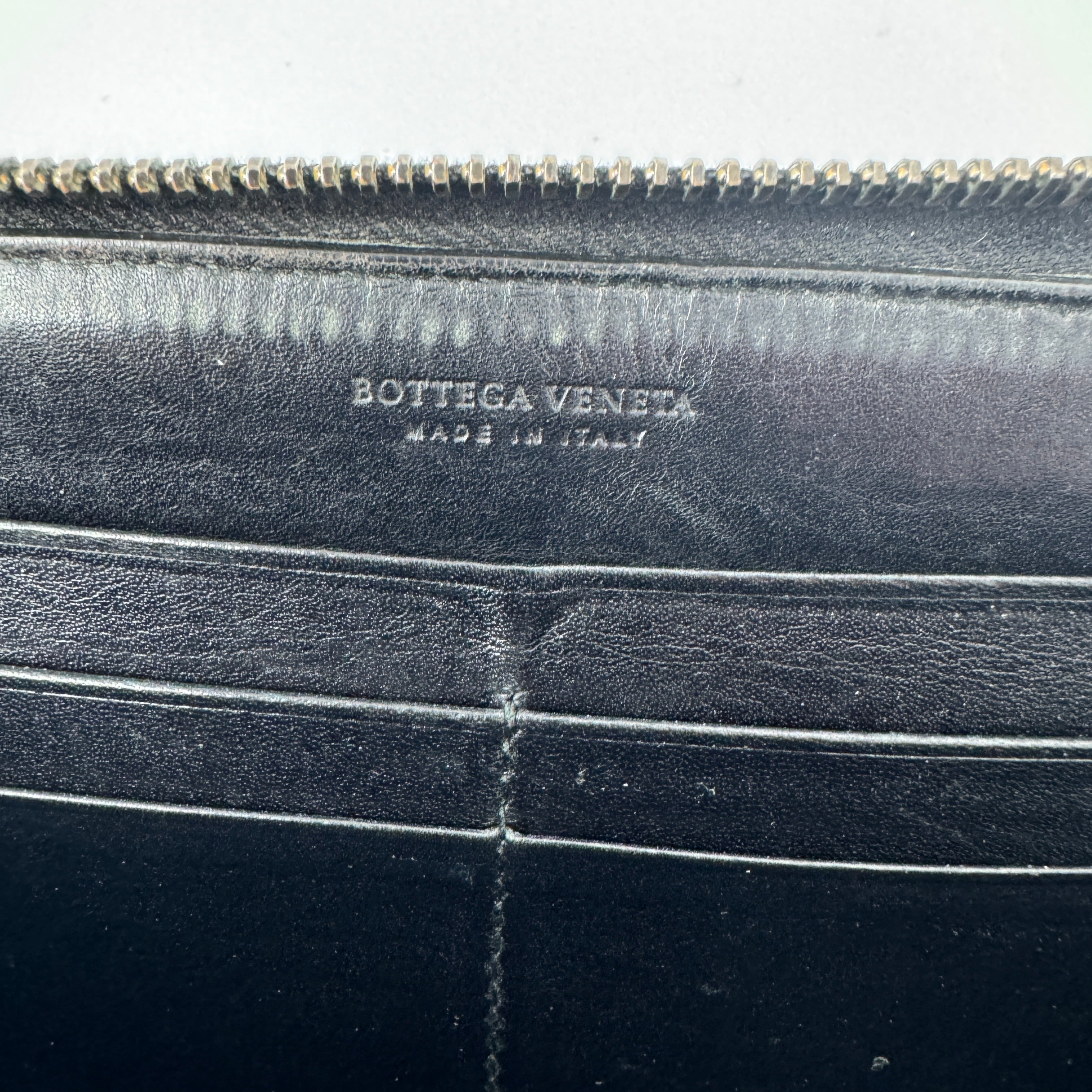 Bottega Black Intrecciato Weave Wallet