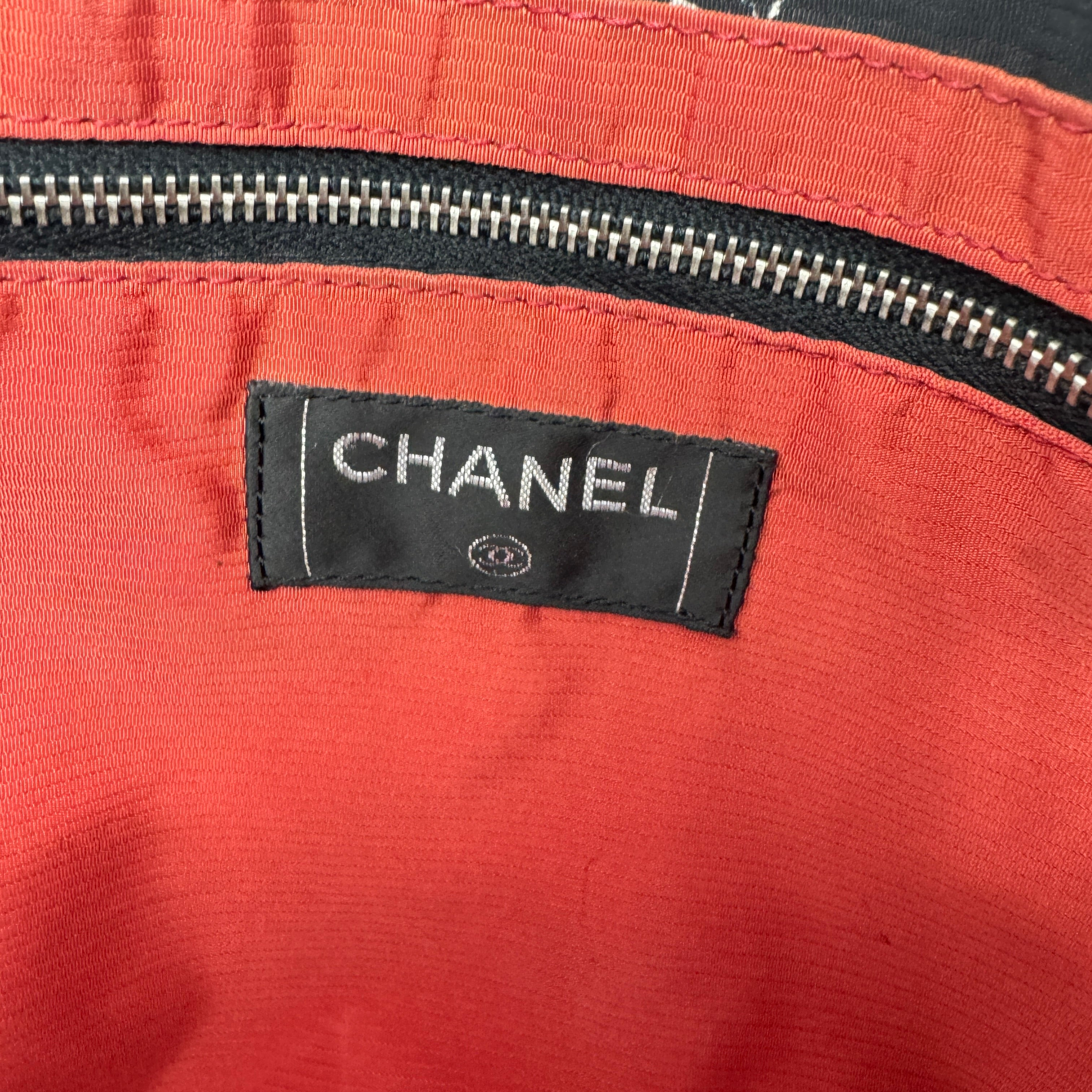 Chanel Black Nylon Quilted Old Travel Line Tote Bag