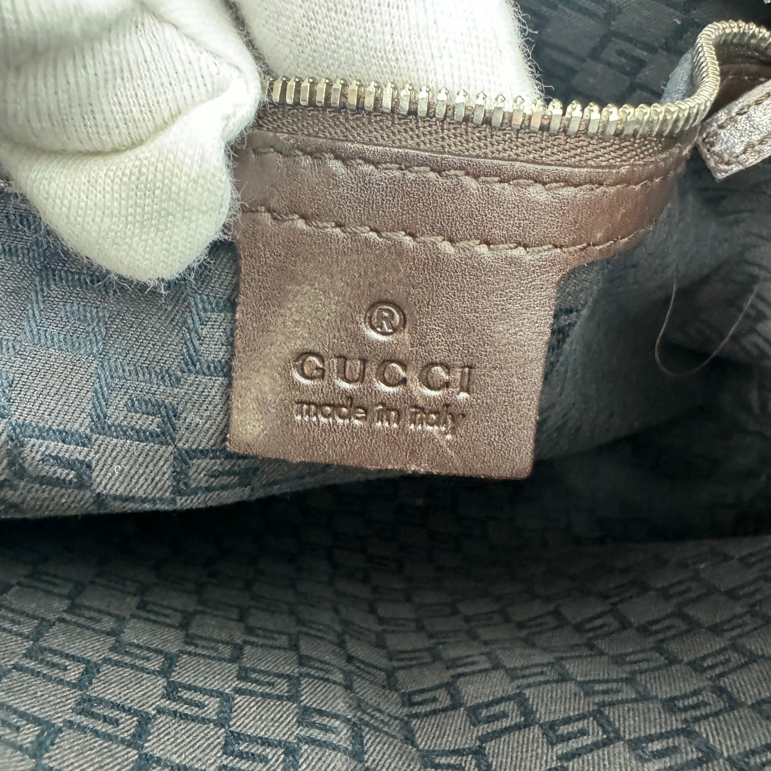 Gucci GG Canvas Brown Hobo Ophidia Leather Shoulder Bag