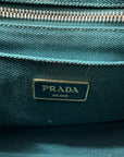 Prada Emerald Green Canvas Canapa Logo Tote