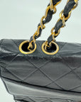 Chanel Black Matelasse Lambskin Double Chain Shoulder Bag