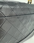 Chanel Black Matelasse Lambskin Double Chain Shoulder Bag