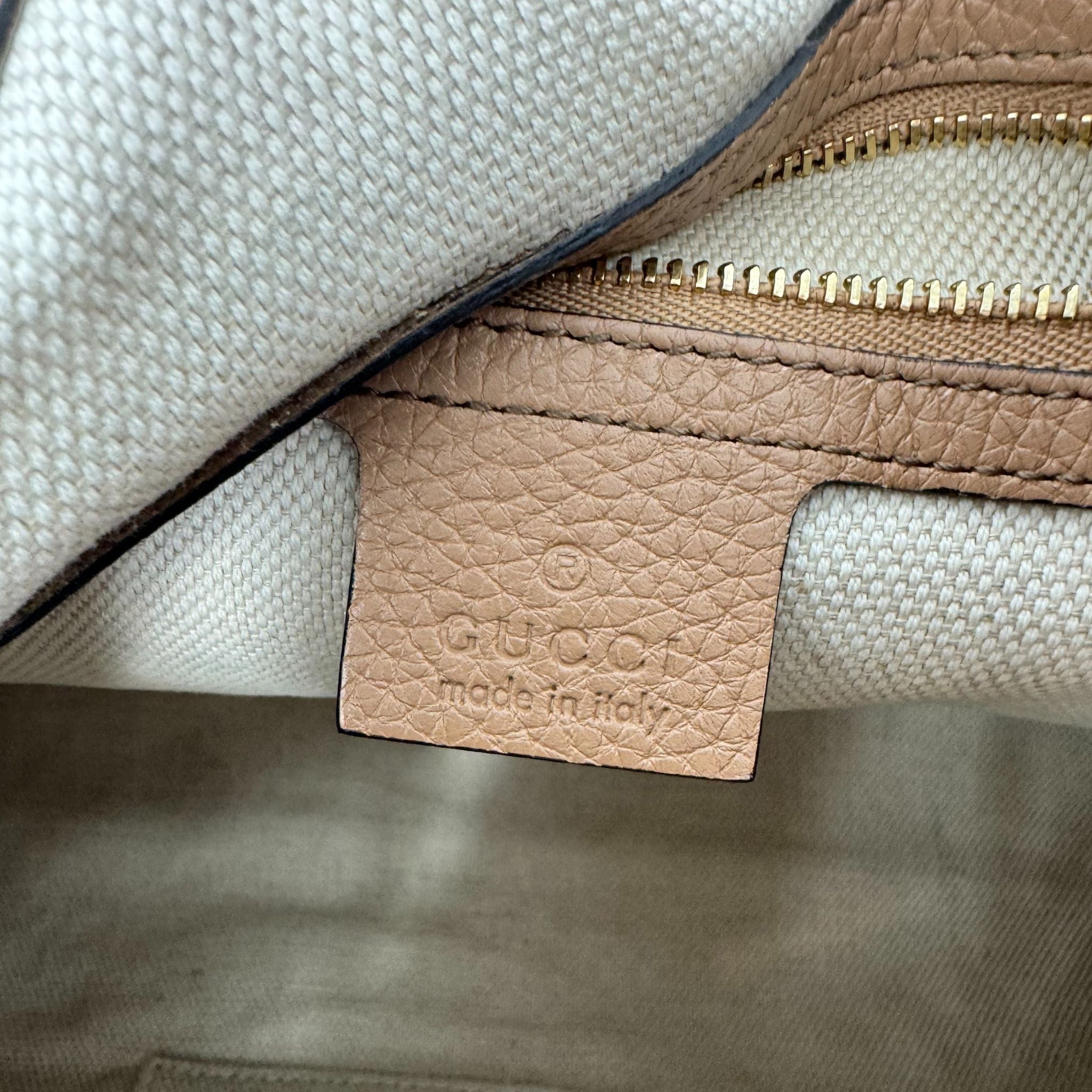 Gucci Camel Soho Pebbled Leather Chain Bag