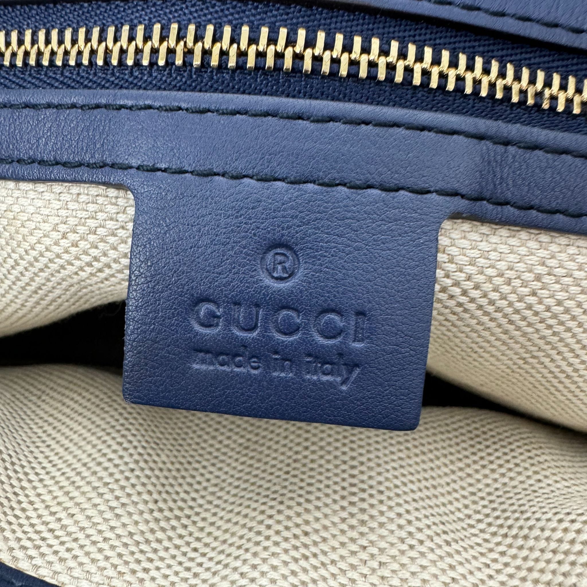 Gucci Navy Soho Patent Leather Bag