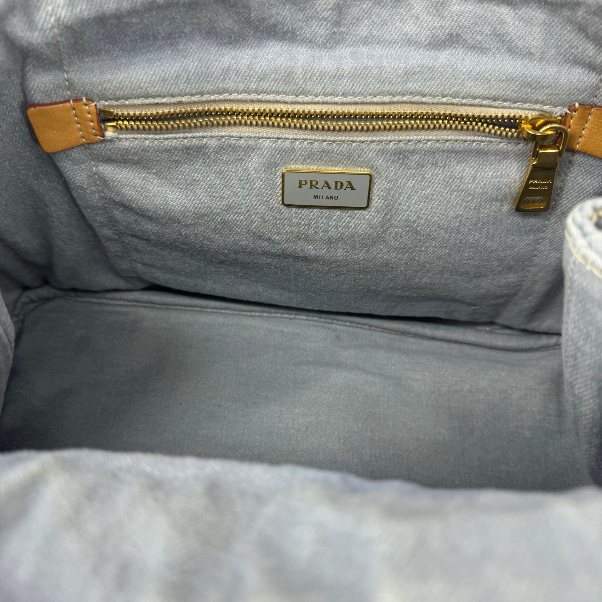 Prada Grey Canvas Canapa Logo Tote