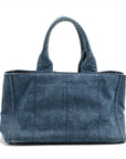 Prada Denim Blue Canapa Logo Tote