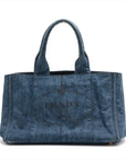 Prada Denim Blue Canapa Logo Tote